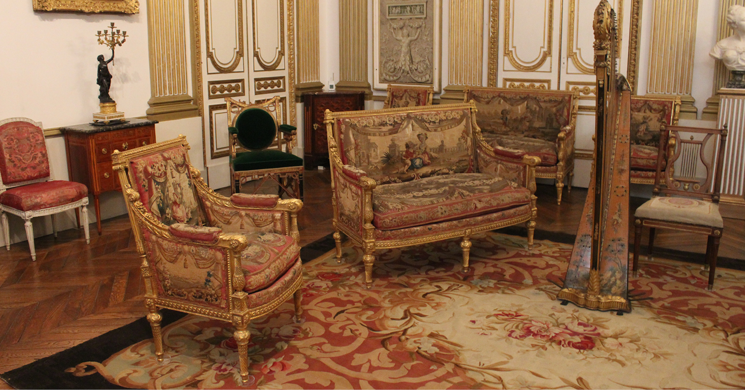 historic furniture on display in The Bowes Museum, Barnard Castle